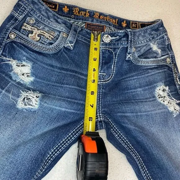 Rock Revival Alexia Crop Jeans Women’s 27 Low Rise Stretch Distressed EUC - Picture 11 of 12